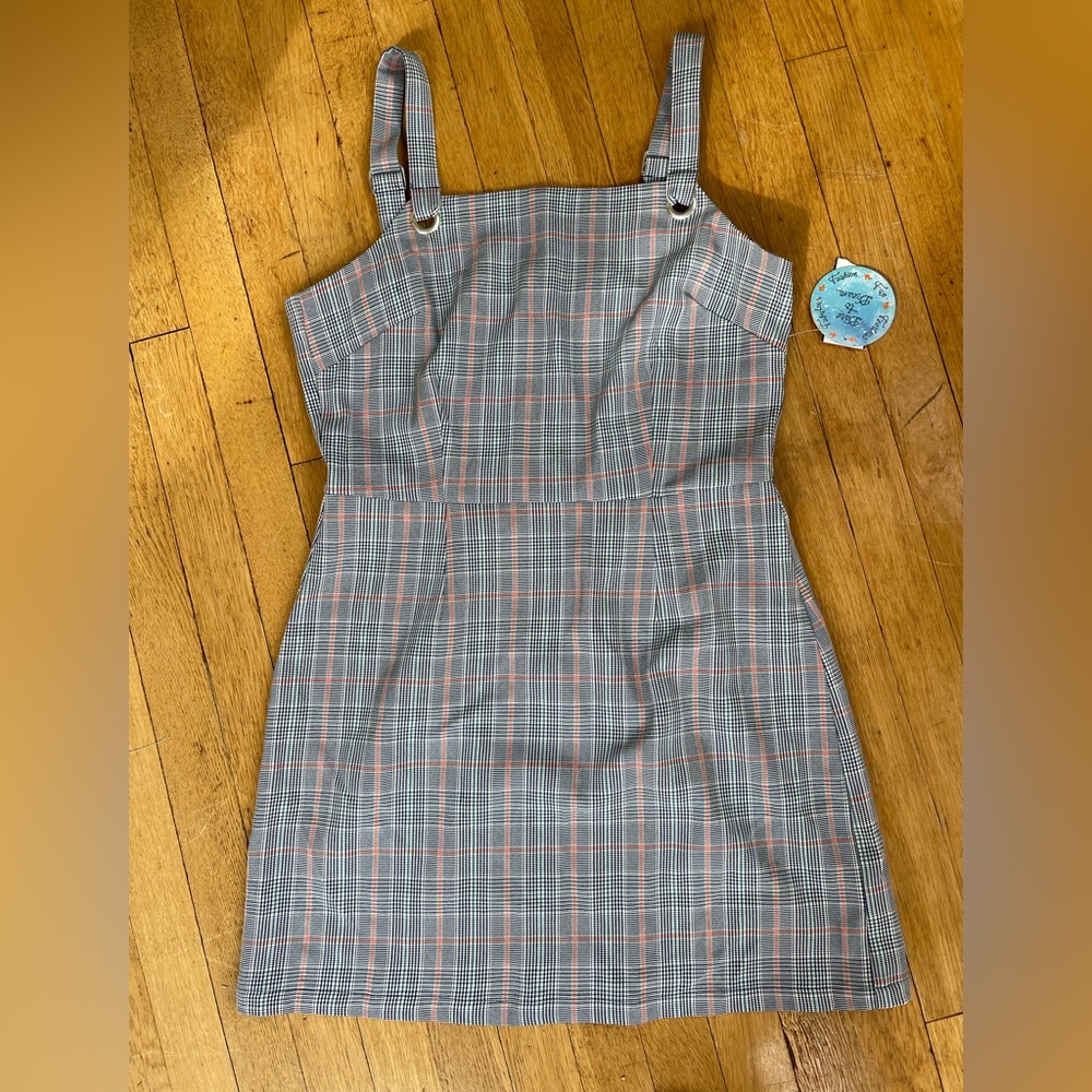 Juniors Plaid overall dress